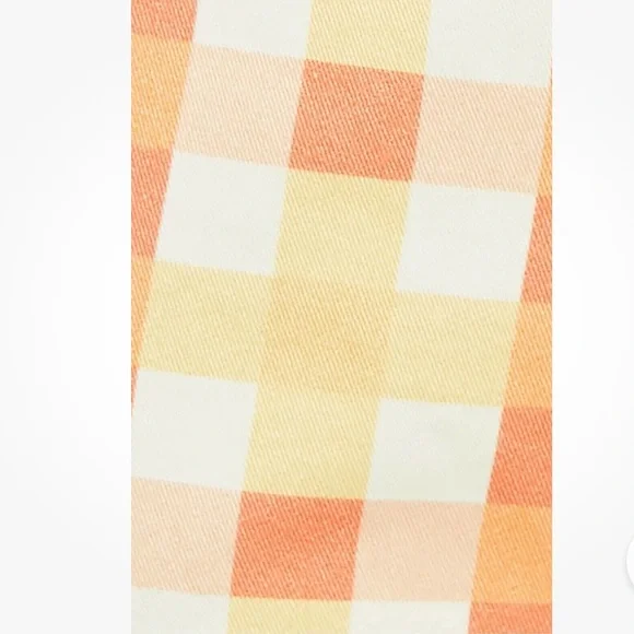 Free People She’s All That Orange Yellow Picnic Gingham Checker Crop Pants - 8 - Picture 15 of 15